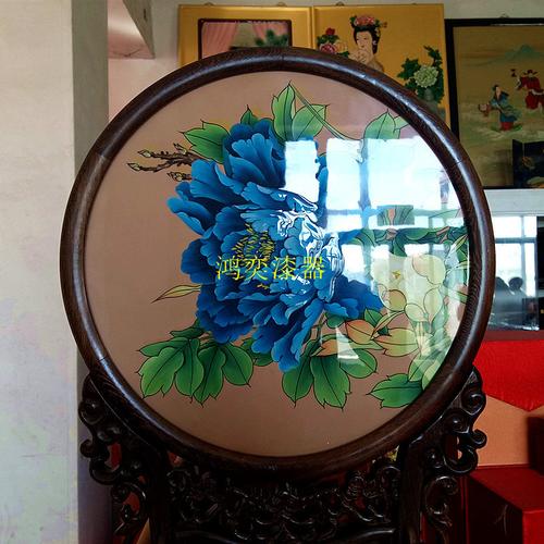 推光漆器螺鈿圓盤擺件工藝品手工彩繪貝殼鑲嵌特色禮品個(gè)性定制做